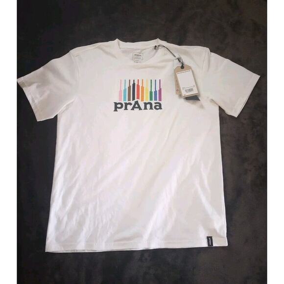 prAna T Shirt Mens Size Medium New M Pride Mountain Short Sleeve Organic Cotton - Picture 1 of 9